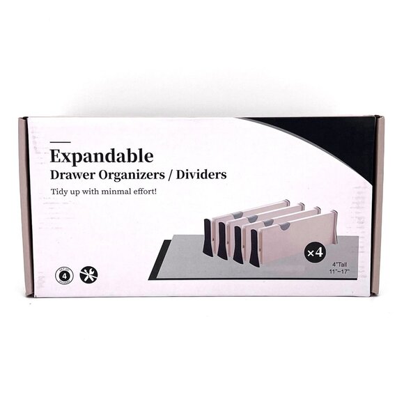 Expandable Drawer Organizers Dividers Set Of 4 Adjustable 11" To 17" Home Office - Picture 1 of 13